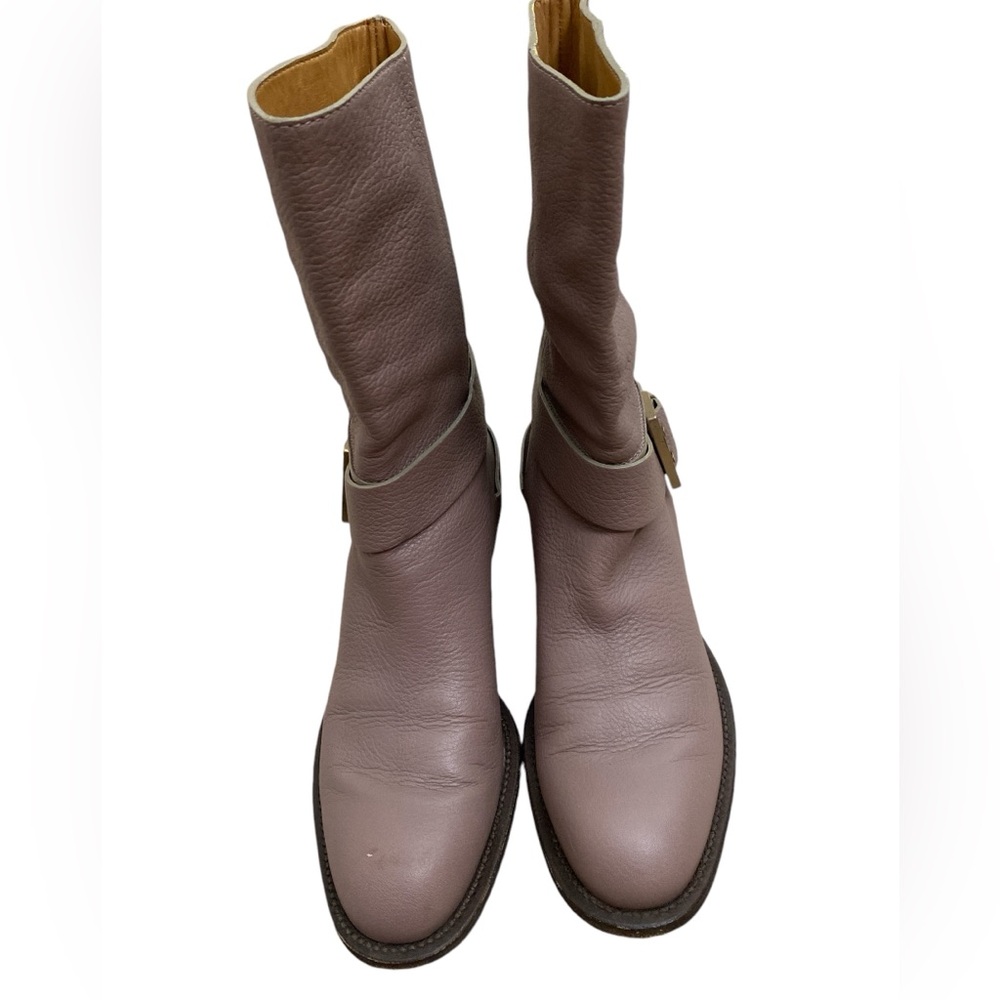 Chloe Taupe leather equestrian Mid calf riding boots - Picture 5 of 9